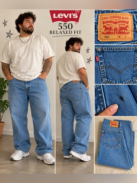 Levi's Other - Levi’s 550 Jeans Men’s W46 Light Wash Relaxed Fit Straight Leg 90s Y2K